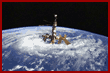 Scenic view of Mir over open ocean, clous, earth limb